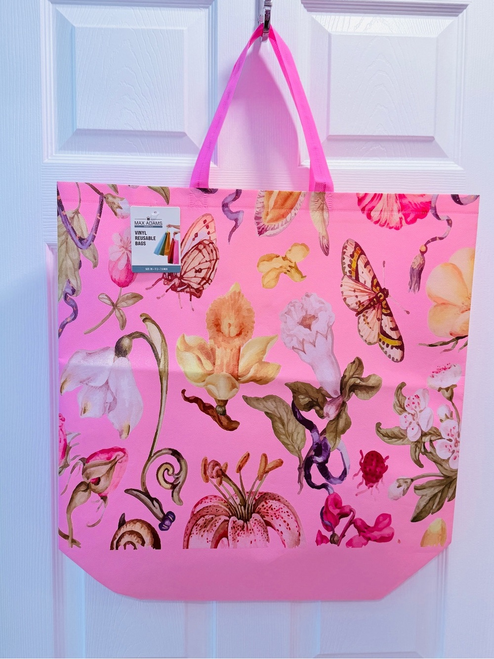 NWT Max Adams Essentials Unique Pink Floral Vinyl Reusable Bag